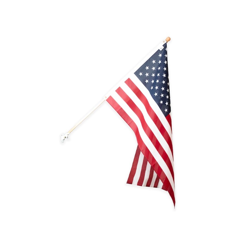 American Flag Set 5’ Wood Flagpole with 3’x5’ Printed Flag
