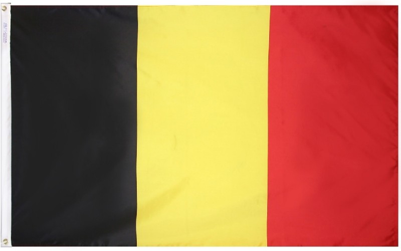 Belgium Coat of Arms Flag 3' x 5' for a pole - Belgian with Lion flags 90 x  150 cm - Banner 3x5 ft with hole - AZ FLAG